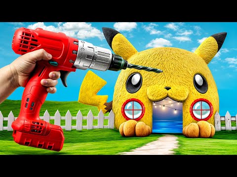 Wij Bouwen een Tiny House voor Pokémon! Pikachu vs Beedrill!
