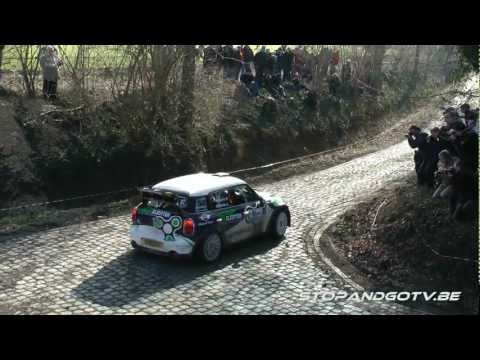 Patrick Snijers - perfect hairpin on cobblestones - Mini John Cooper Works WRC - Haspengouw Rally
