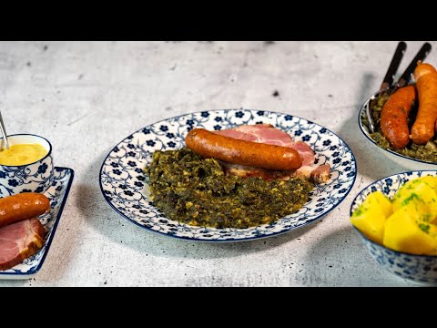 Grünkohl mit Kasseler und Kochwurst, Hausmannskost,