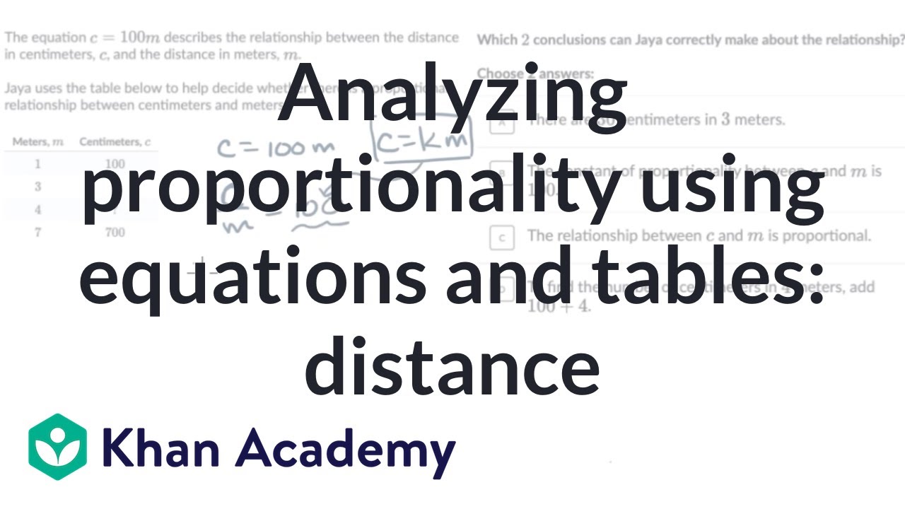 Analyzing proportionality using equations and tables: distance