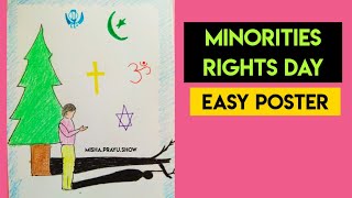 How to Draw Minorities Rights Day in India poster | Easy Drawing on Rights of Minorities in India