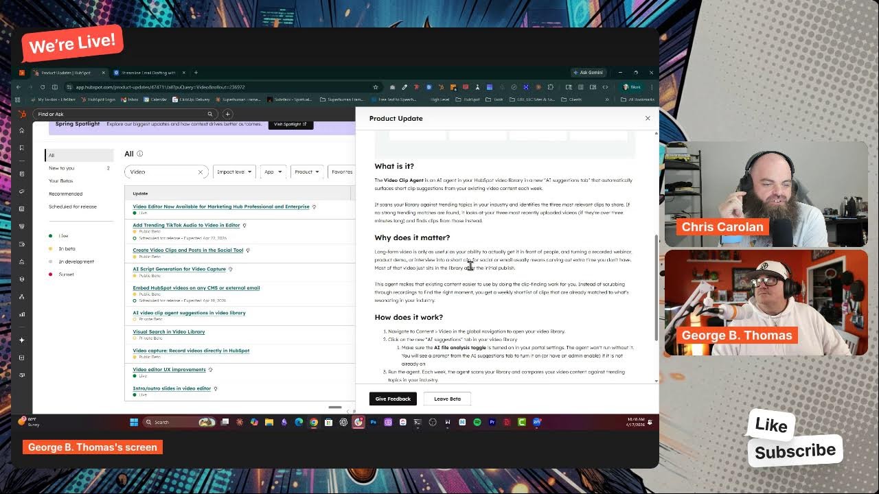 HubSpot Latest Updates Live with George B. Thomas and Chris Carolan