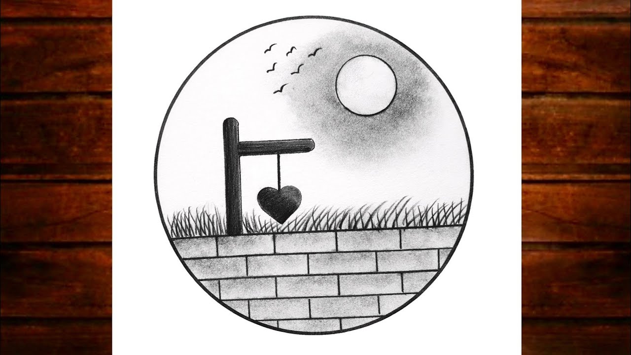 Easy Circle Scenery Drawing Easy Drawing Ideas For Beginners How To ...