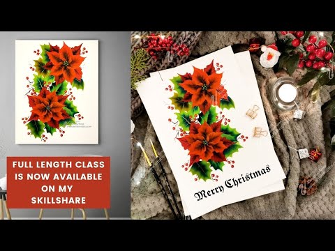 How to paint poinsettia flowers | Acrylic  | ART | Christmas Painting