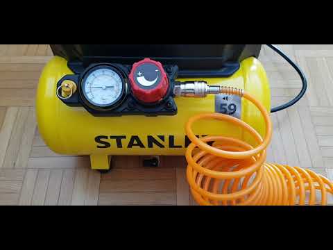Stanley DST100/8/6 silent oil-free air compressor demonstration