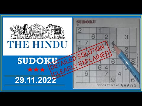 How to Solve 3 Star Hindu  Sudoku Nov 29,  2022 -  Step By Step Solution