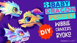 3 Baby Dragon paper puppet tutorials + templates. Create 3 fabulous Baby Dragon hand puppets today!