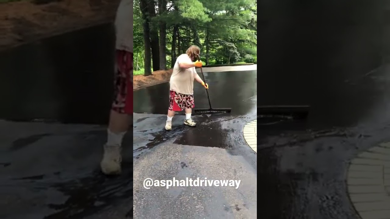 How to brush or squeegee sealcoat on asphalt.