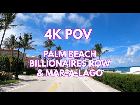 4K POV Drive in the Palm Beach Gold Coast see Billionaires Row, Mar-a-Lago Club and the beaches.