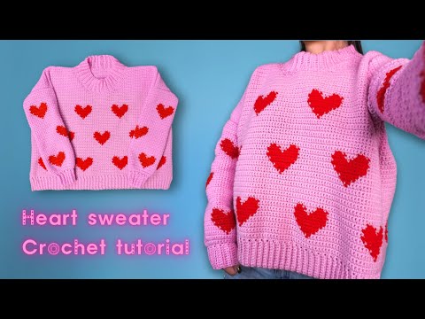 Crochet Heart Sweater Tutorial for Beginners |...