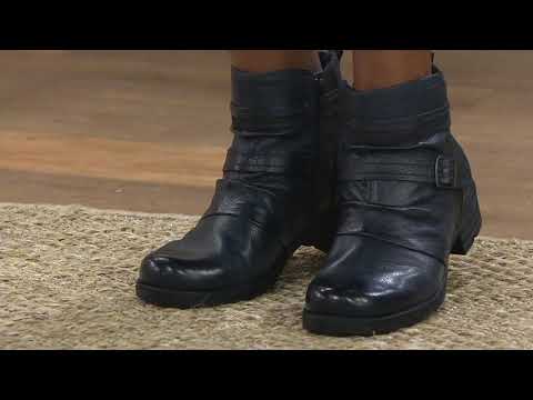 Earth Origins Leather Ankle Boots with Buckle - Randi Roland on QVC
