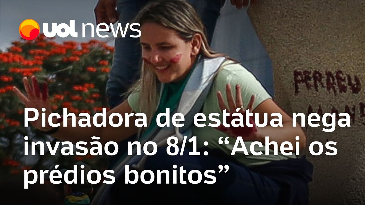 Mulher que pichou estátua no 8/1 diz que homem pediu para ela escrever: 'Tenho a letra feia'; veja