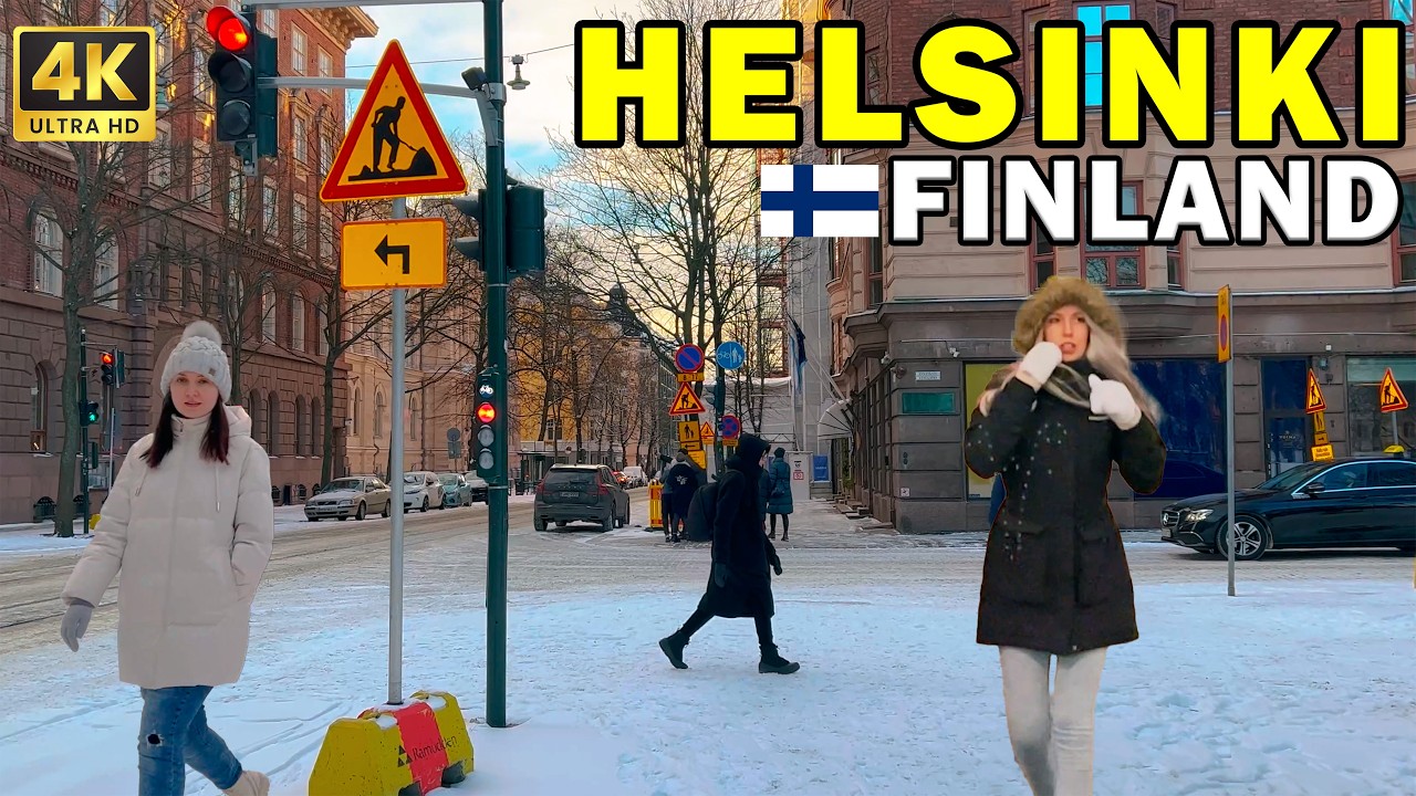 Immersive street-level walking tour through Helsinki, Finland, showcasing authentic urban landscapes, local architecture, and the vibrant atmosphere of the city's neighborhoods