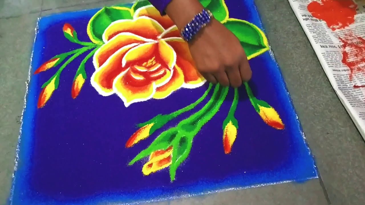 beautiful rose rangoli design by jyoti