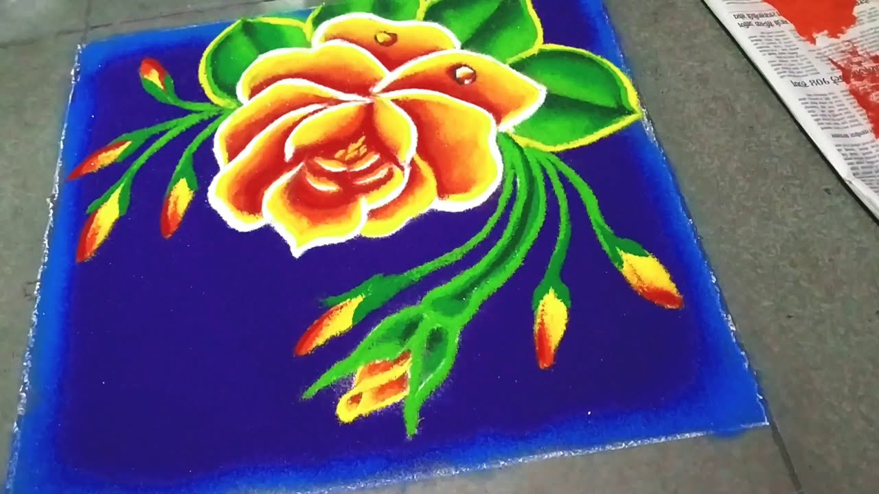 beautiful rose rangoli design by jyoti