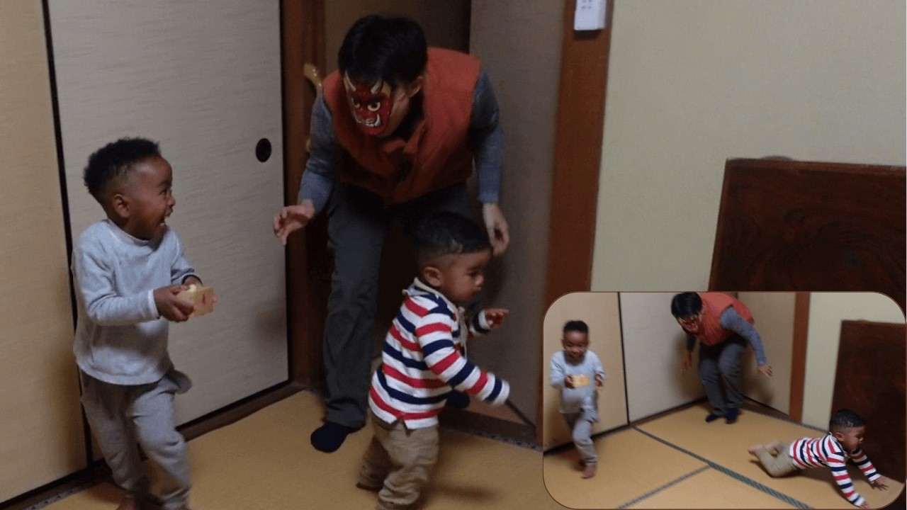 【毎年恒例】今年も節分の日に鬼がやって来て豆まきをしました。