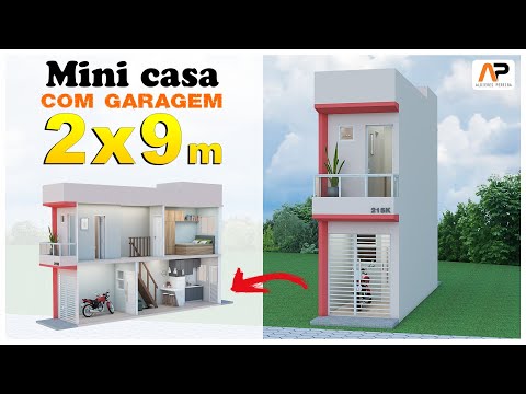 MINI CASA 2 X 9 m COM GARAGEM - Ótima para terreno bem pequeno