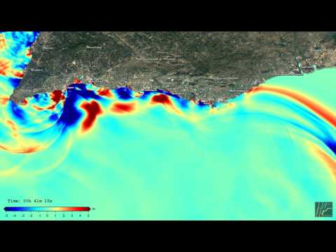 Simulation of the 1755 tsunami (view of Algarve)
