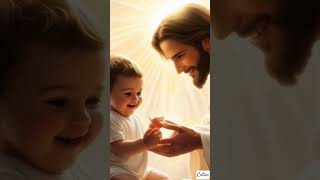 When baby talks with Jesus                #baby#divine #cute #littleheart