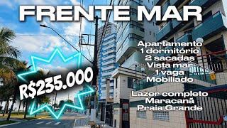 R$235,000 | Ocean View! Furnished, Oceanfront and Full Leisure | Maracanã – Praia Grande SP