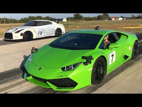 2500hp GTR Takes on 2500hp UGR Lambo - EPIC BATTLE!