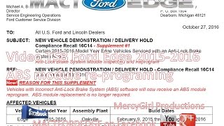 2015-2016 Ford Edge Compliance Recall 16C14 Anti Lock Brake System