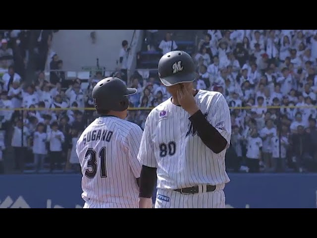 【1回裏】打ちマクレ!! マリーンズ・菅野 プロ初打点となるタイムリー3ベース!! 2018/3/31 M-E