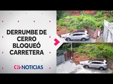 Derrumbe de cerro bloqueó carretera en Lota: Captan momento en que arrasó con frontis de una casa