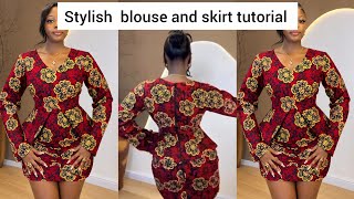 DIY : How to Cut and Sew This Stylish Princess Seam  Blouse & Fitted Skirt | Step-by-Step Tutorial