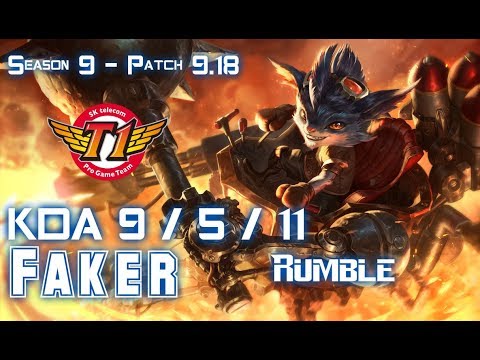 SKT T1 Faker RUMBLE vs SWAIN Mid - Patch 9.18 KR Ranked