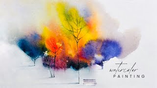 Easy Watercolor Landscape Painting . Step-by-Step Tutorial for Beginners