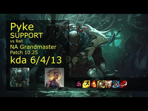 Pyke Support vs Rell - NA Grandmaster 6/4/13 Patch 10.25 Gameplay
