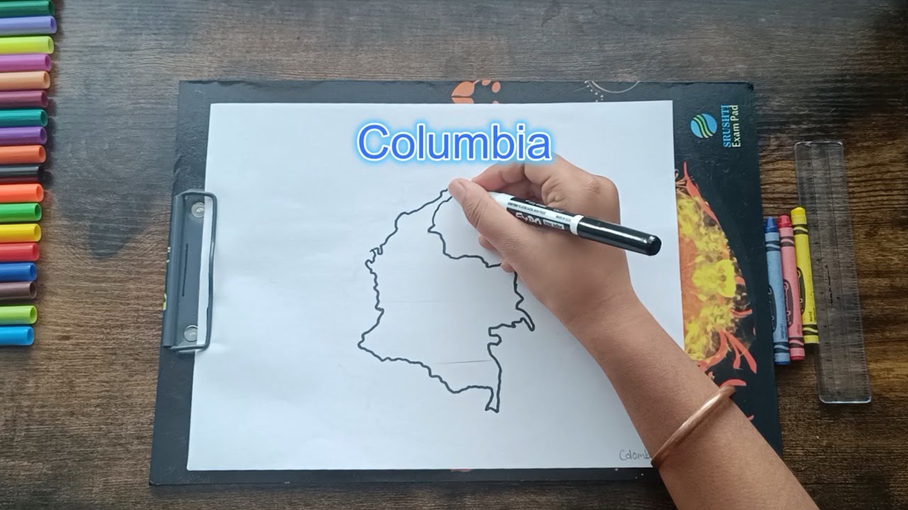 Draw the Map of Columbia with Its Themed Flag