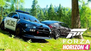 MITSUBISHI LANCER POLICE CAR ARREST OF A FUGITIVE CRIMINAL IN FORZA HORIZON 4 ONLINE GAMEPLAY