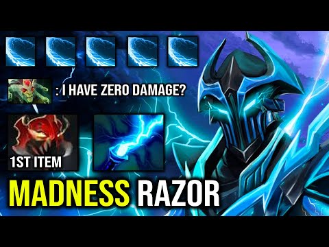 How to Solo Mid Razor & Destroy Everything of His Path with First Item Madness Mask 19Min GG DotA 2