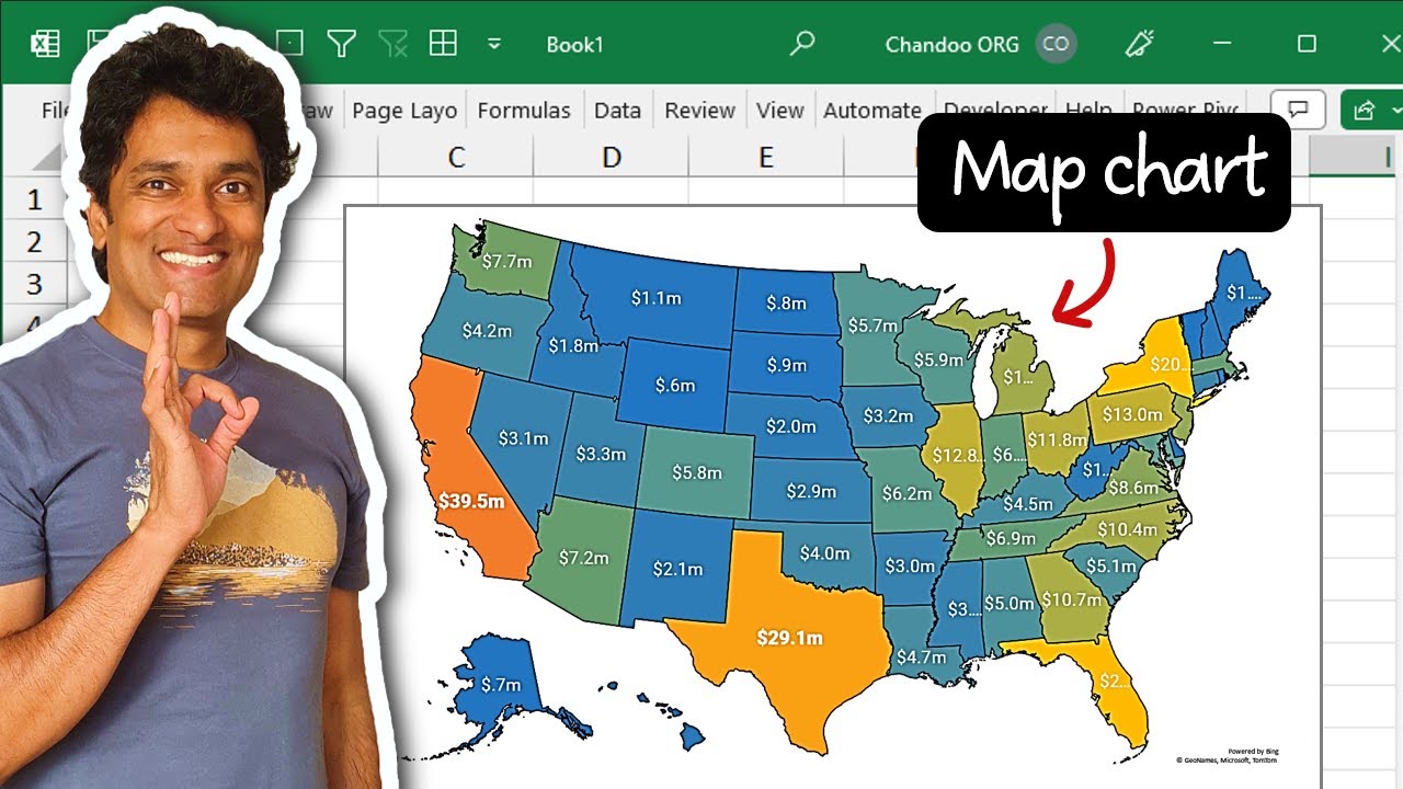 How to make Map Charts in Excel