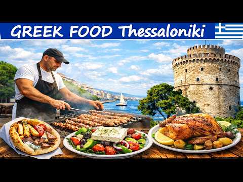 GREEK FOOD in Thessaloniki | Grilled Chicken, Gyros & Local Market