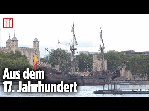 Spanisches Kriegsschiff liegt in London vor Anker