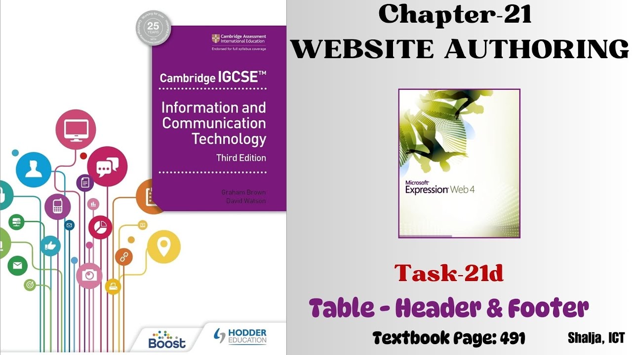 IGCSE ICT 0417 Chapter 21 | Header and Footer of Table | Expression Web Task 21d
