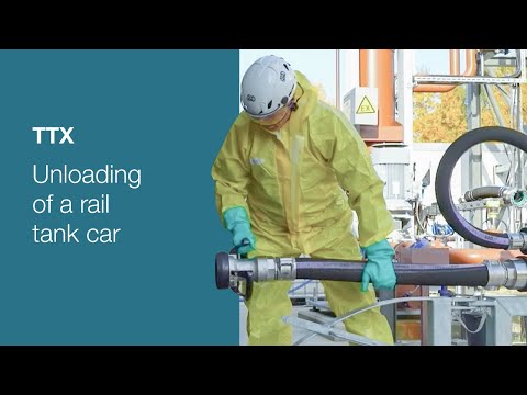 Unloading of a rail tank car with Stäubli high flow transfer solutions