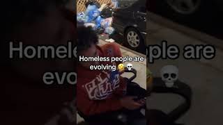 Homeless guy with gaming setup