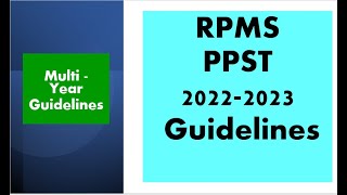 RPMS-PPST MULTI YEAR GUIDELINES FOR SCHOOL 2022-2025 | IPCRF GUIDELINES 2022-2023