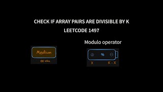 YouTube video 'Check If Array Pairs Are Divisible by k - Leetcode 1497 - Java'