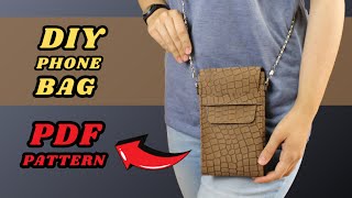 🔴PDF PATTERN + DIY handmade leather Crossbody Phone Bag | Easy Craft Tutorial
