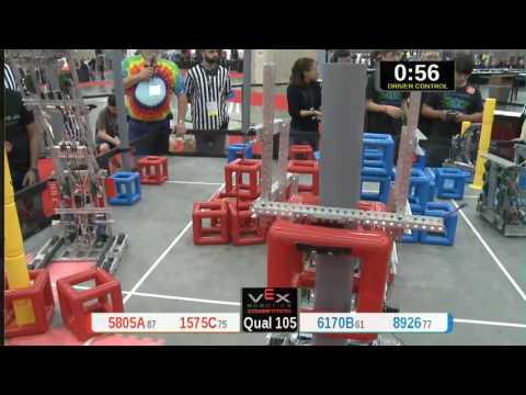 2015 VRC Tech Q105 - 5805A 1575C vs 6170B 8926 - 36 to 23 - VEX Worlds 2015 - Technology Division