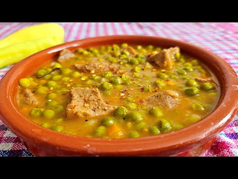 Peas with meat is the perfect lunch for your family. Easy recipe.