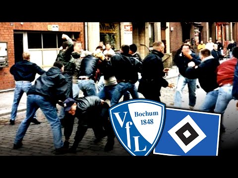 When Bochum hooligans chased Hamburg & Dortmund through the city...(Oldschool 80s)