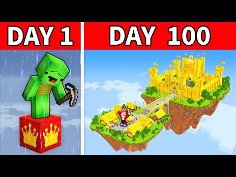 Mikey and JJ Stranded 100 Days on ONE KING BLOCK in Minecraft! (Maizen)