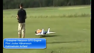 preview picture of video 'Graupner Harpoon G70 Jet Engine at Katrineholm Airfield'
