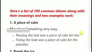 100 Common IDIOMS